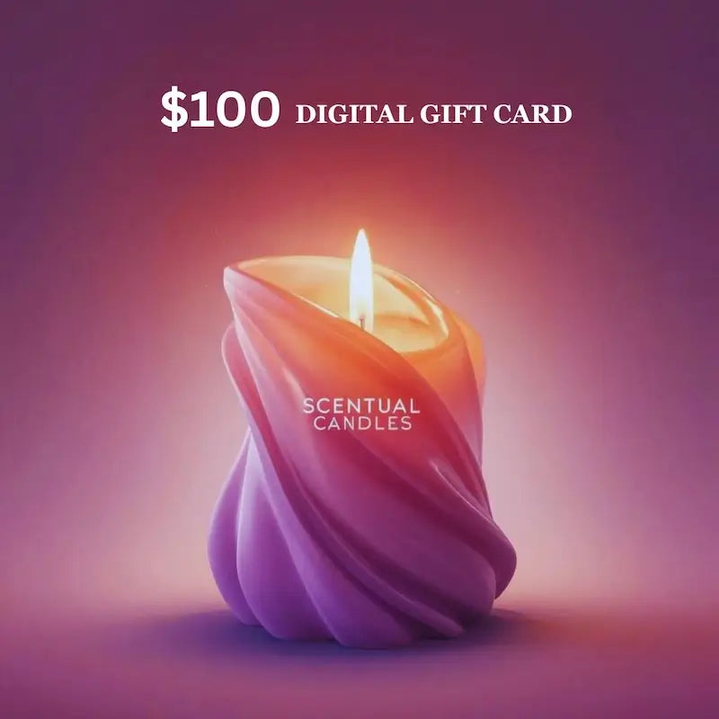 $100 Scentual Candles Gift Card with glowing candle image