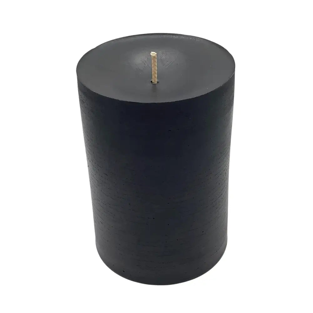 Black Vanilla pillar candle on white background