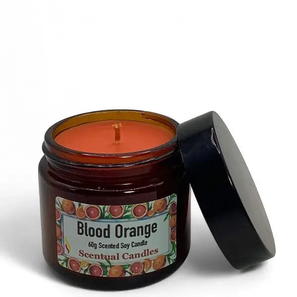 Scentual Candles Blood Orange candle with label on a white background