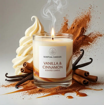 Vanilla and Cinnamon Candle - Scented Soy Candle with creamy vanilla and rich cinnamon aroma