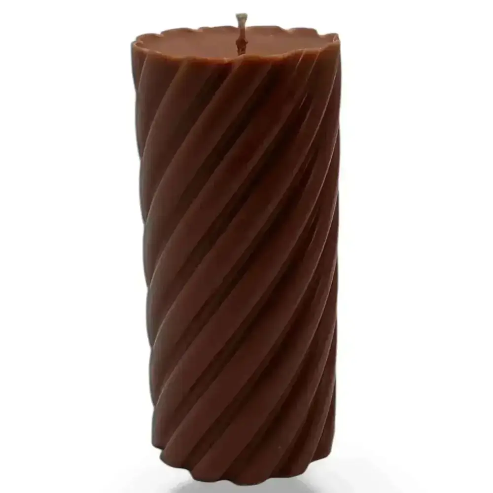 Australian Sandalwood Scented Spiral Soy Pillar Candle with elegant design.