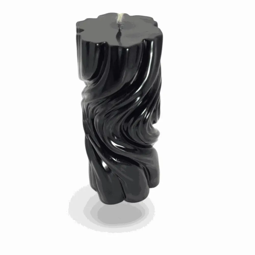 230g Wavy Black Vanilla Scented Soy Pillar Candles