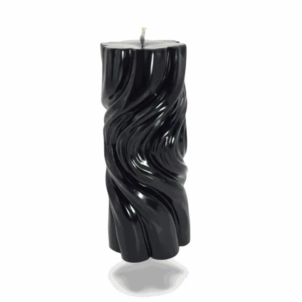 230g Wavy Black Vanilla Scented Soy Pillar Candles