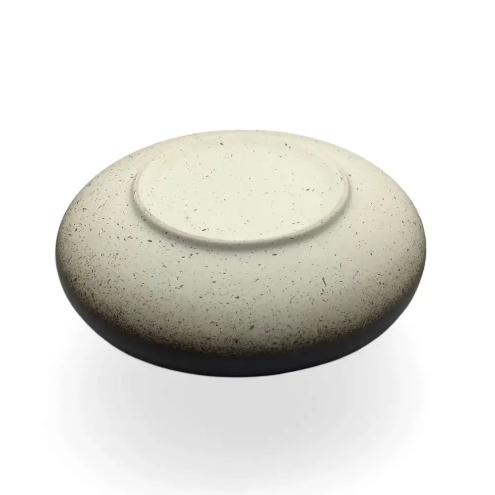 Ceramic Candle Holder Plate 14cm in black with beige accent, sleek and sturdy design.