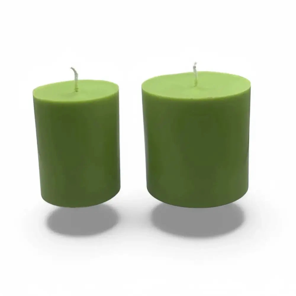 Fruit Scented Soy Candles Set of 2, green color, different sizes, against a white background.