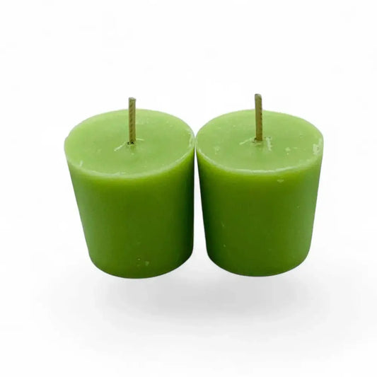 Gardenia Votive Candles - Scented soy candles in green, perfect for creating an enchanting ambiance at home or events.
