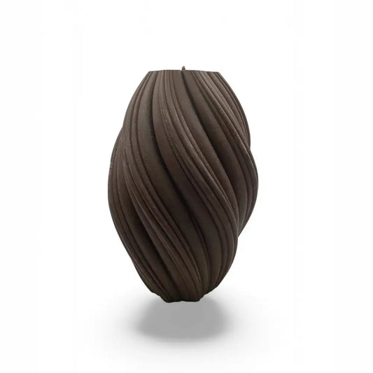 Brown Large Pillar Candle Swirly Shape