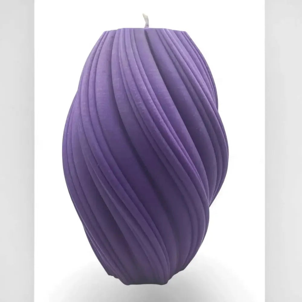 Large Pillar Candle Swirly Shape, 17cm tall, purple color