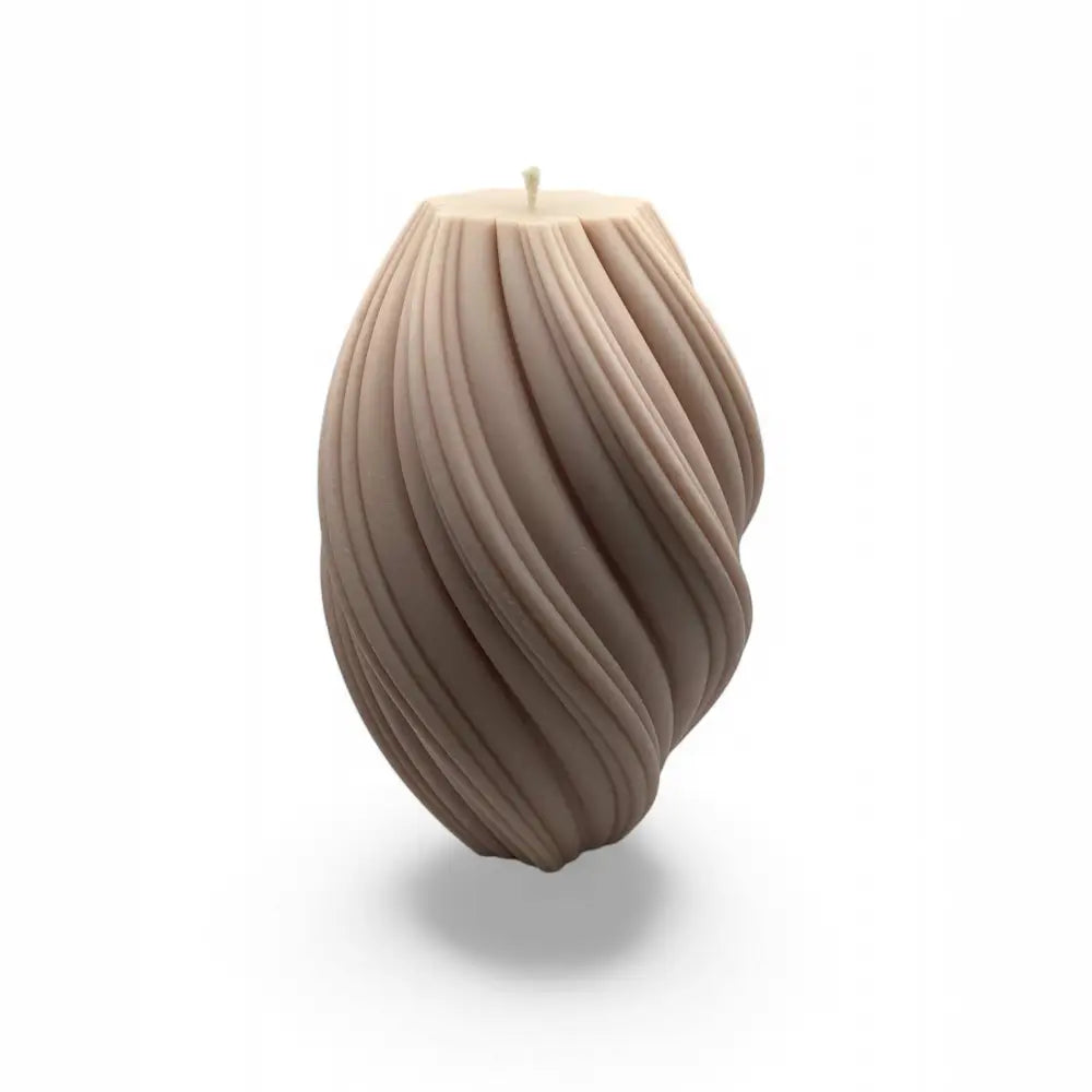 Beige Large Pillar Candle Swirly Shape