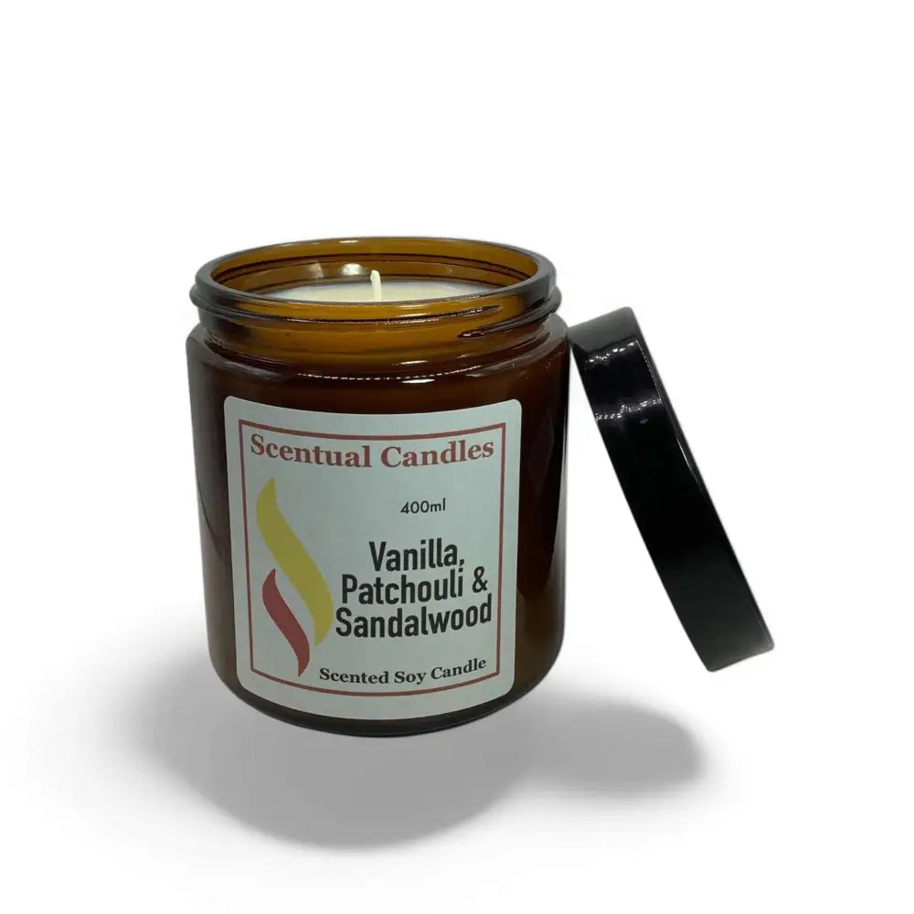 400ml Vanilla Patchouli and Sandalwood Scented Soy Candle Set