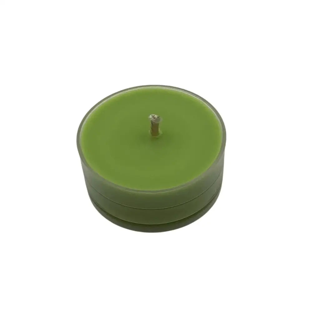 Green scented tealight candle from 10 pack, perfect for ambiance and relaxation. Scented Tealight Candles ideal for any room.