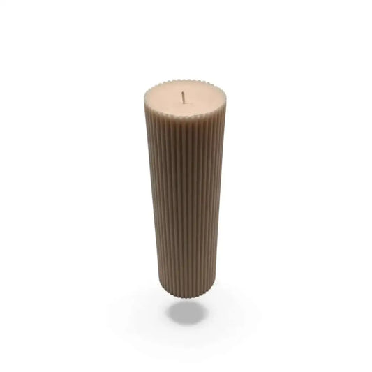 Vanilla Candles Scented Soy Pillar with ribbed design for a cozy ambiance.