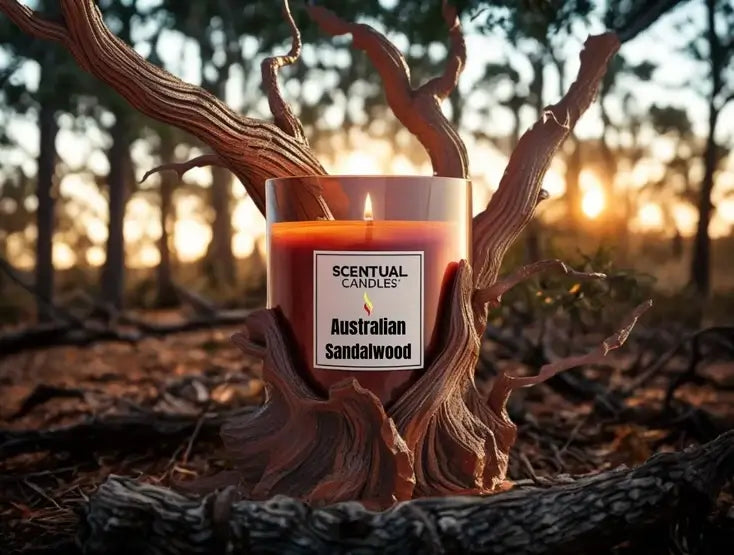 Australian Sandalwood candle featured in Fathers Day Candle Gift Guide 2025.