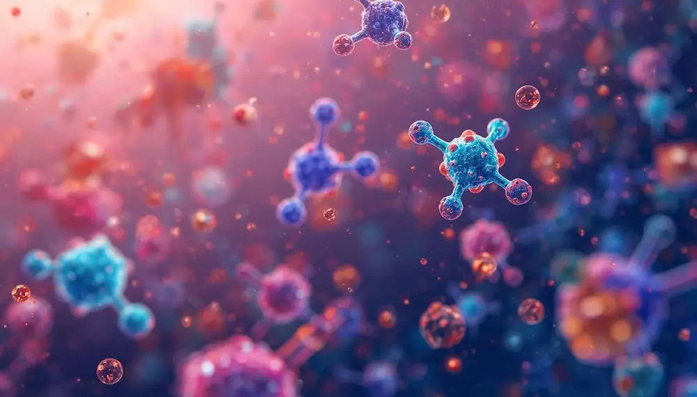 Close-up view of molecules illustrating how odour eliminators work and the science behind their effectiveness.
