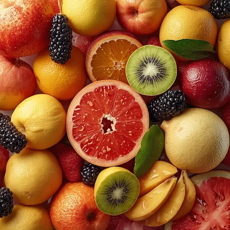 Assorted fresh fruits representing Fruity Fragrance Family Collection showcasing vibrant and juicy scent inspirations.
