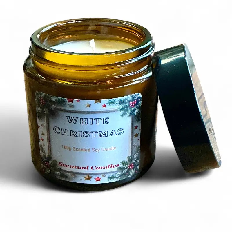 White Christmas Scented Candle with a white background