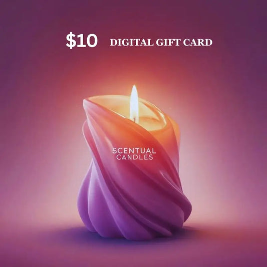 $10 Scentual Candles Gift Card featuring a glowing candle image