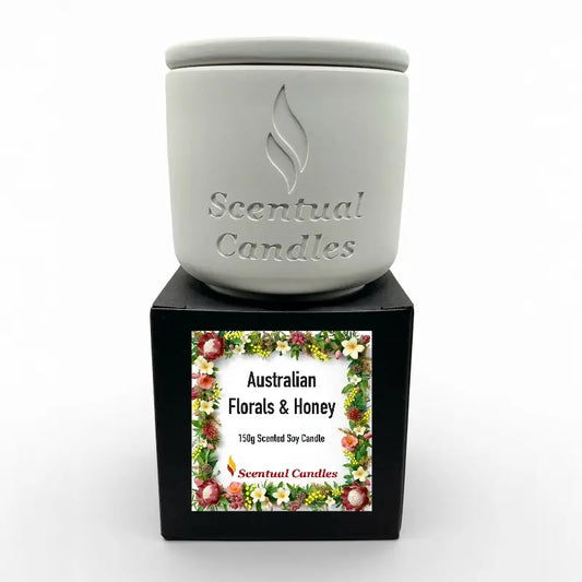Australian Botanicals scented candle set with floral and honey fragrance, showcasing native Australian botanical inspired design.