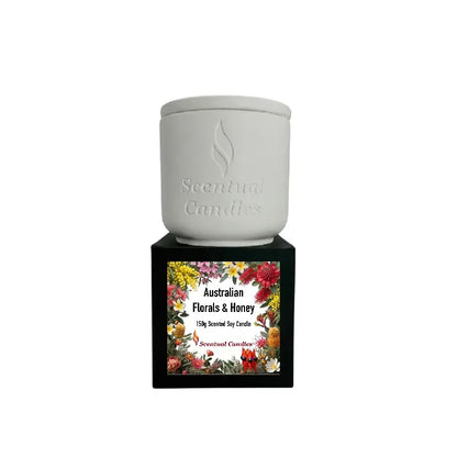 Australian Florals Candle Gift Set featuring an elegant hydrostone vessel and distinctive floral fragrance.
