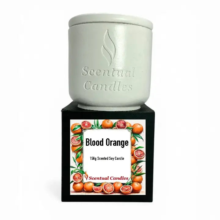 Blood Orange Candle - 150g Scented Soy Candle in decorative packaging.