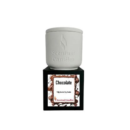 Chocolate Candle in a 150g jar by Scentual Candles, perfect for creating a warm and luxurious ambiance.