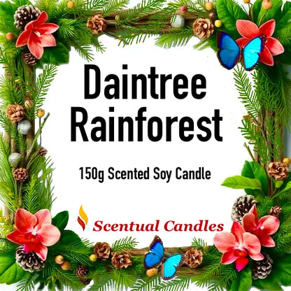 Housewarming Candle Gift featuring Daintree Rainforest Scented Soy Candle with floral and butterfly design