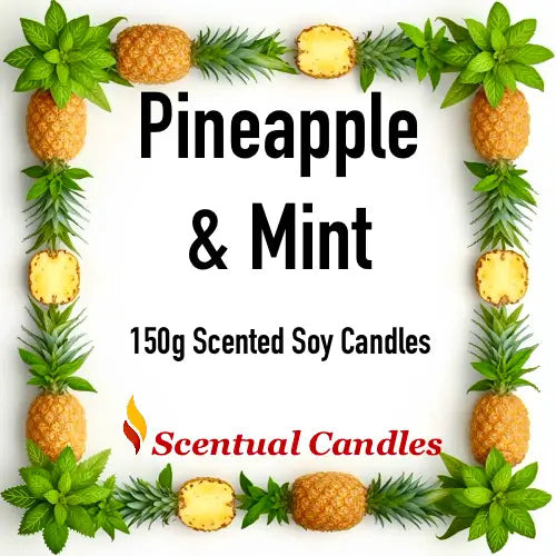 Pineapple & Mint scented soy candles from Citrus Candles Set featuring tropical pineapple and fresh mint aroma by Scentual Candles.