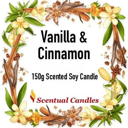 Vanilla Trio scented soy candle gift set featuring vanilla and cinnamon fragrance by Scentual Candles.