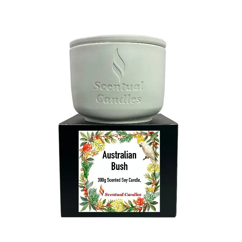 Australian Bush Candle in a stylish container representing native Australian scents.
