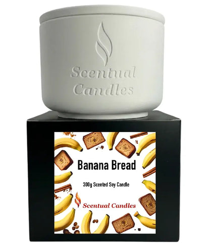 Banana Bread Candle - 300g scented soy candle by Scentual Candles with a cozy design and fresh banana bread scent.