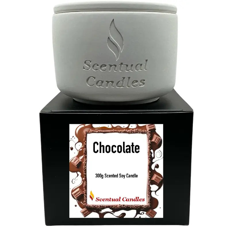 Chocolate Candle in elegant jar, scented soy candle with rich chocolate fragrance, perfect for home decor and ambiance.