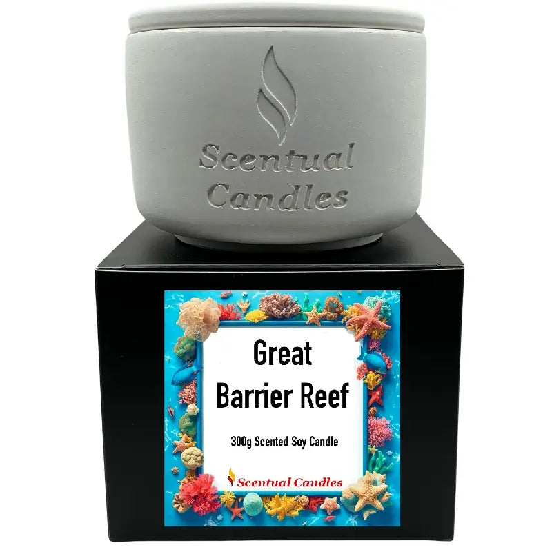 Tropical Scented Candle Great Barrier Reef in decorative packaging