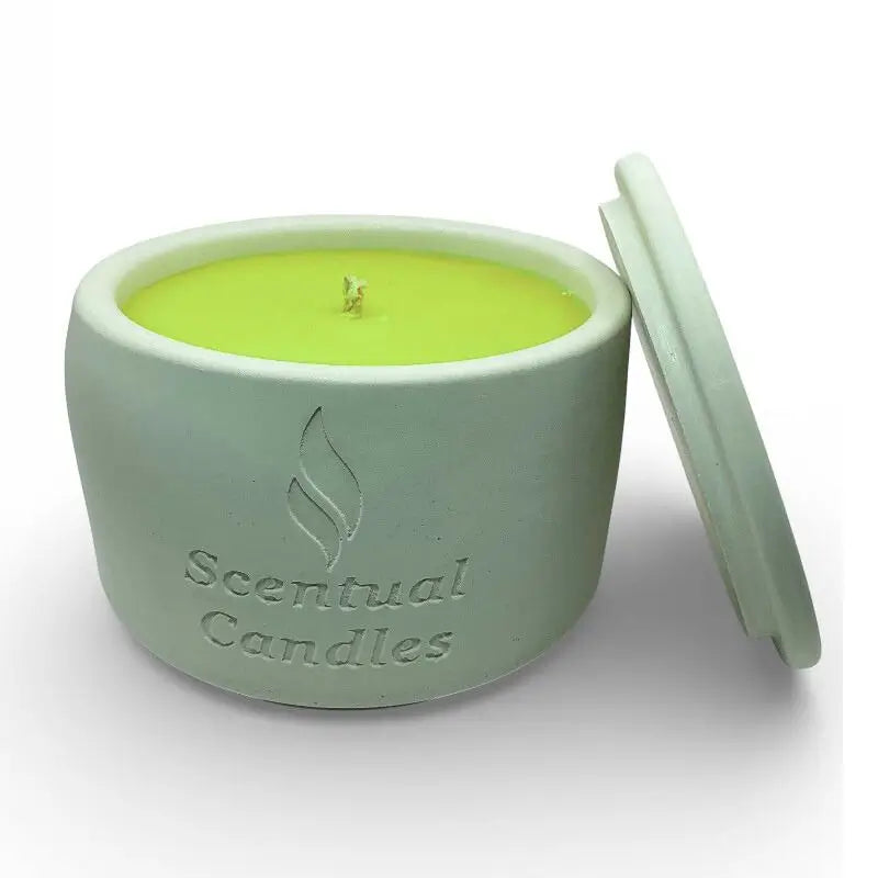 Pineapple and Mint Scented Soy Candle in a decorative jar with lid, offering a refreshing tropical aroma perfect for relaxation.