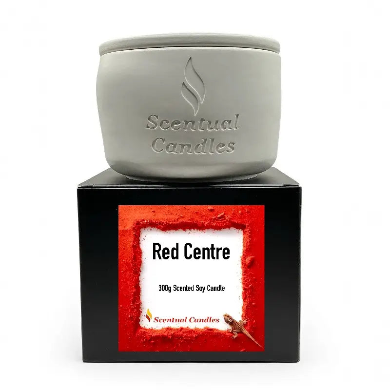 Woody and Earthy Scented Candles Set featuring Red Centre 300g candle