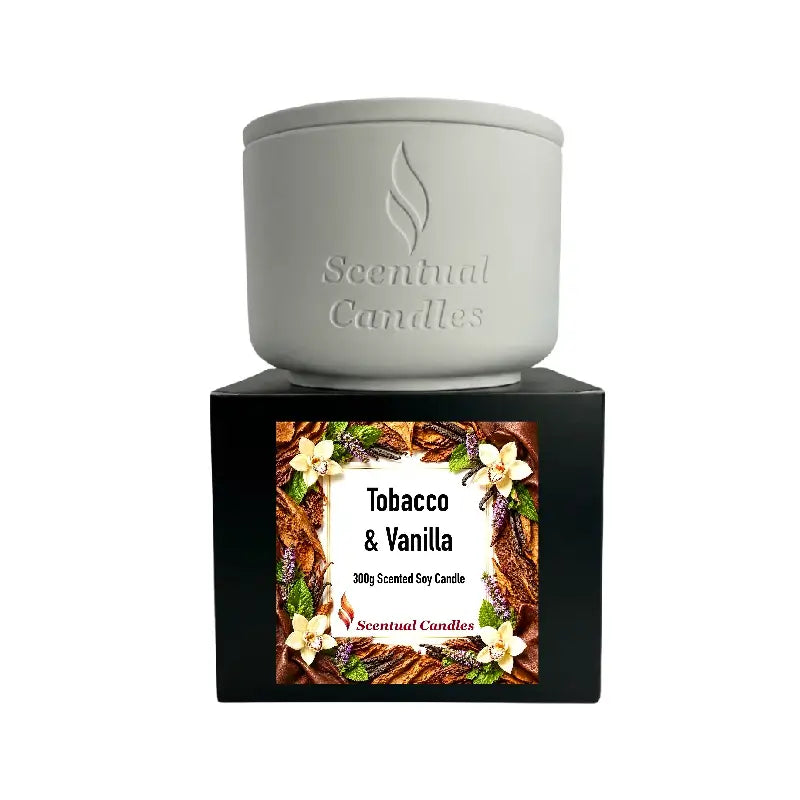 Tobacco and Vanilla Candle Set - Velvet Nights in a scented soy candle design by Scentual Candles
