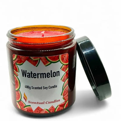 Watermelon Candle - Scented Soy, fruity aroma for summer freshness