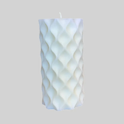 White Pillar Candles with coconut and lime scent, featuring textured design for home decor and relaxation.