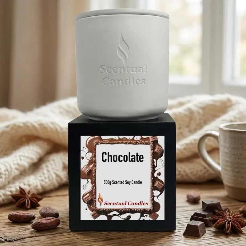 Chocolate Candle - Scented Soy Candle from Scentual Candles with rich chocolate fragrance