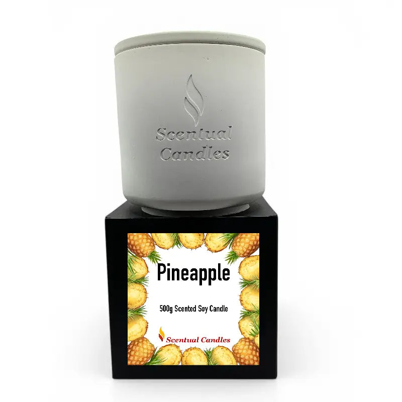 Pineapple Scented Tropical Soy Candle with decorative pineapple design, 500g