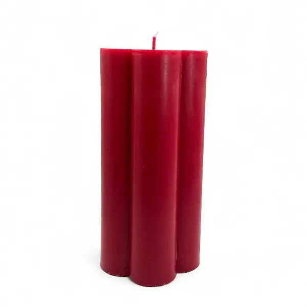 Vanilla and Cinnamon scented soy pillar candle with warm inviting aroma, perfect for cozy ambiance.