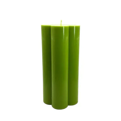 Green Gardenia Scented Soy Pillar Candle with floral fragrance