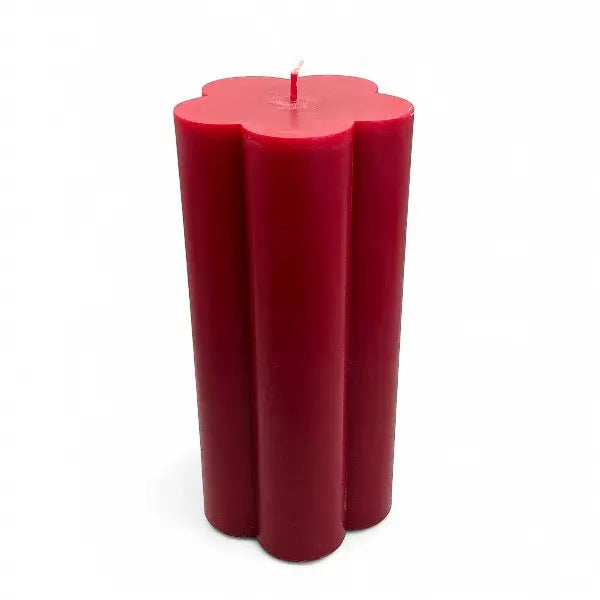 Vanilla and Cinnamon Scented Soy Pillar Candle in red, perfect for creating a cozy, inviting atmosphere with a warm aroma.