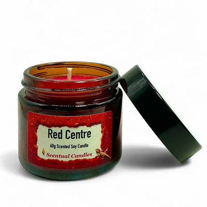 Spicy Vanilla Scentual candles jar with a red candle inside on a white background