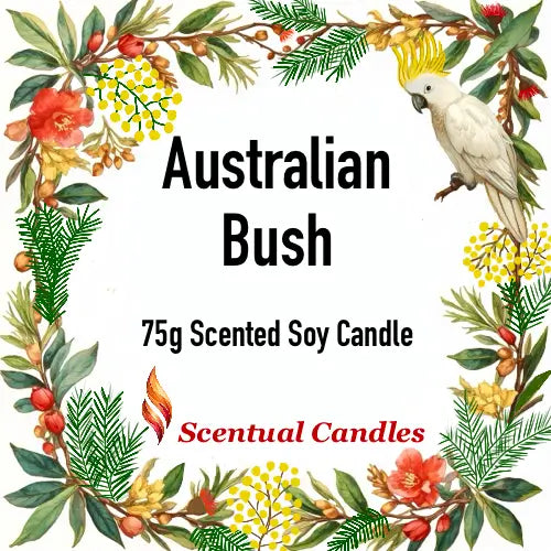 Scented Candle Trio featuring Australian Bush 75g scented soy candle with floral design from Scentual Candles.