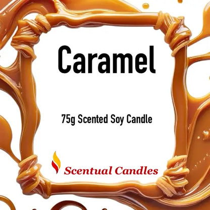 Mini Candles Set - Caramel 75g Scented Soy Candle with caramel design, part of the gourmand collection by Scentual Candles.