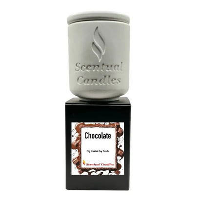 Mini Candles Set - Gourmand Chocolate Scent, 75g Soy Candle in decorative holder.