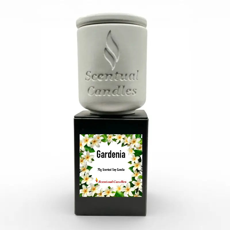 Gardenia Candle Scented Soy Floral with elegant floral label and creamy scent