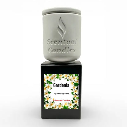 Set of 4 Mini Candles - Gardenia scent soy candle with floral design