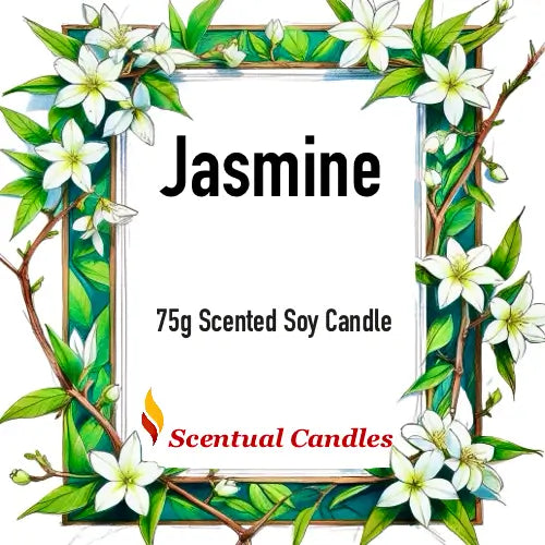 Jasmine 75g soy candle from Set of 4 Mini Candles – Florals, featuring floral scent and elegant design by Scentual Candles.