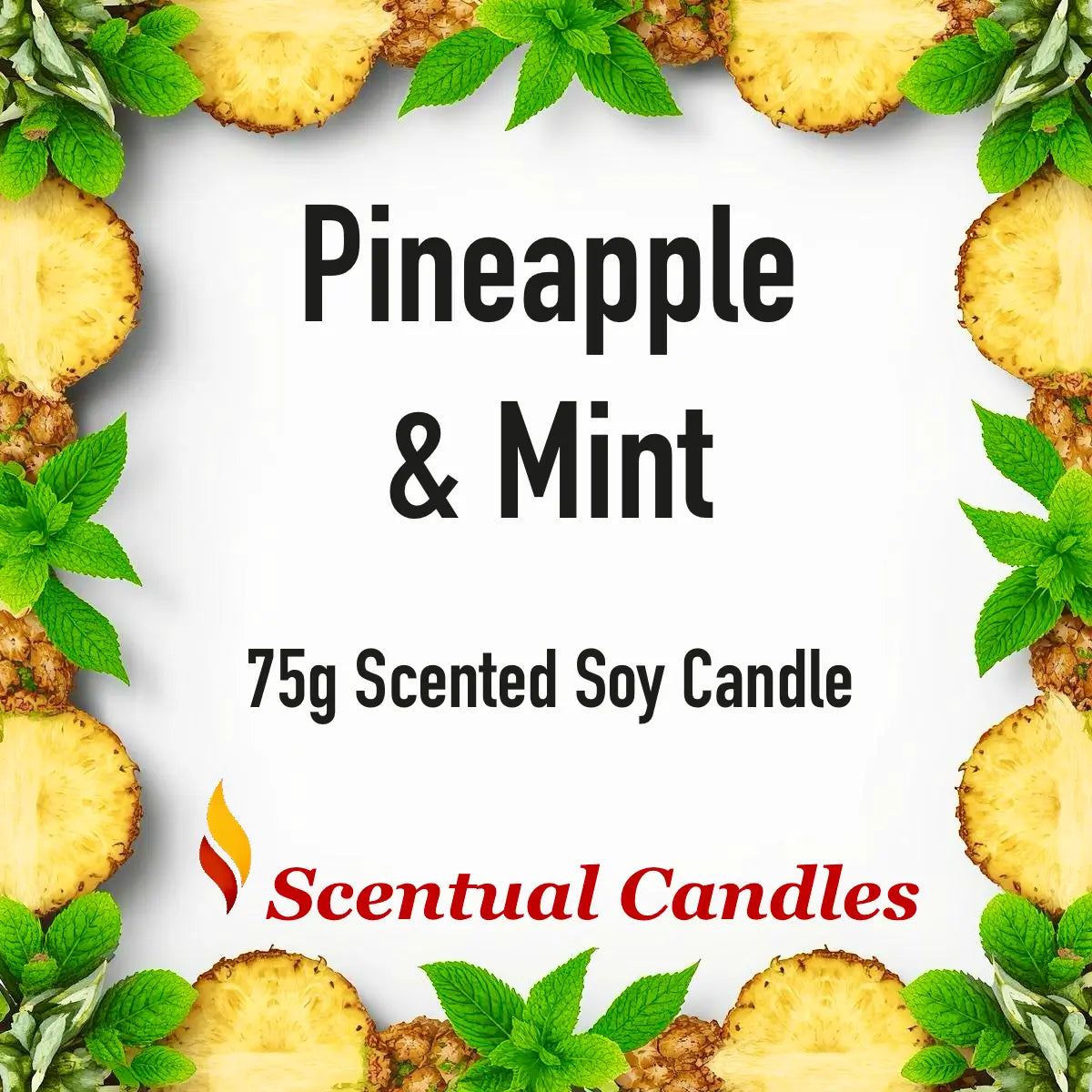 Mini Candles Set of 4 Summer Scents featuring Pineapple & Mint 75g scented soy candle by Scentual Candles.